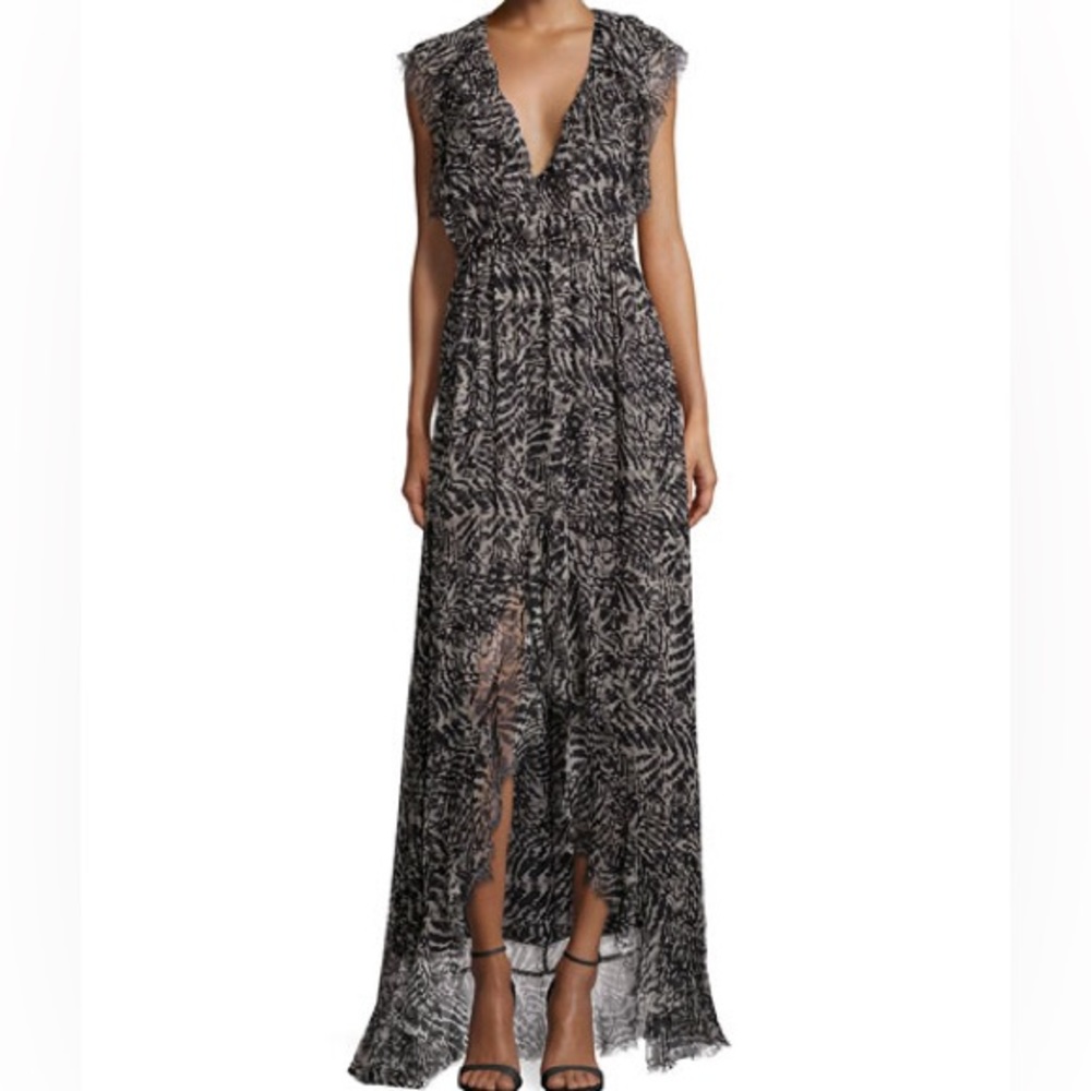 L’Agence Sophie Ruffle-Trim Flutter Maxi Dress, Size 2 - Picture 4 of 9